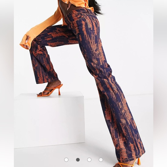 Sold Out Jaded London Y2K Boyfriend Straight Jeans in Indigo Orange Distressed - Picture 3 of 13